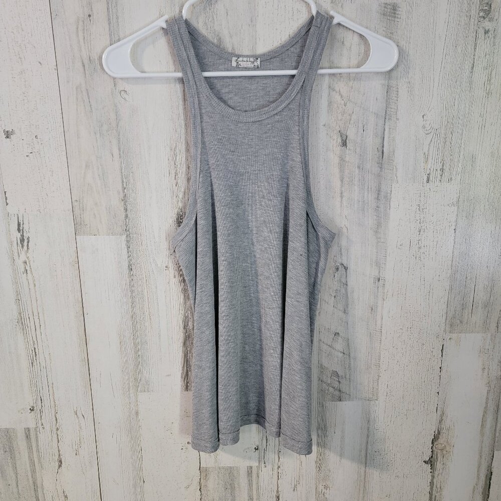 Free People Gray Ribbed Racerback Tank Top